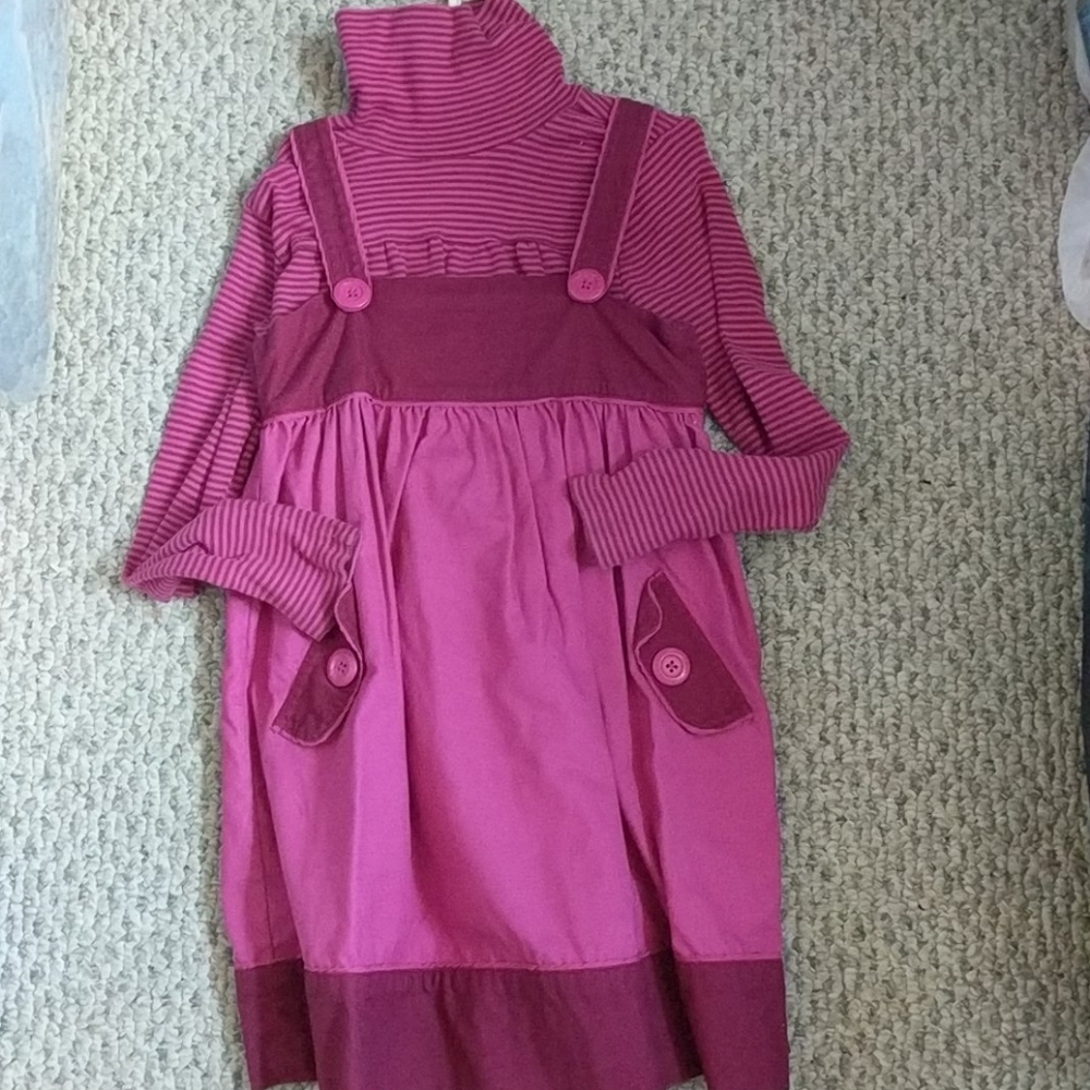 Girls striped turtleneck with jumper dress
